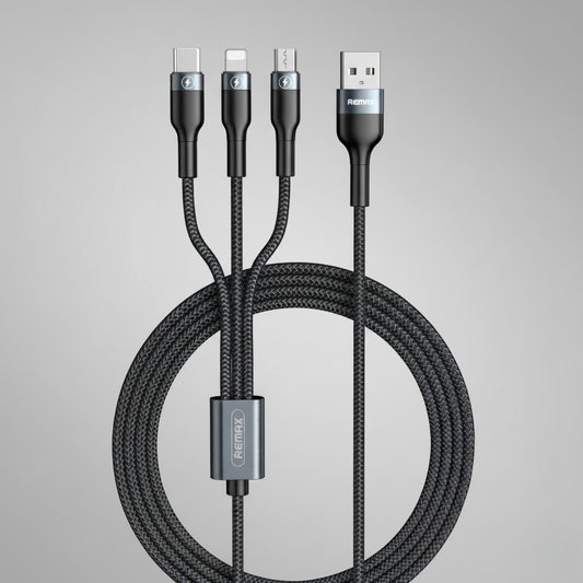 Chargeur Remax RC-070th 3 en 1｜Compatible iPhone, USB‑C et Micro-USB