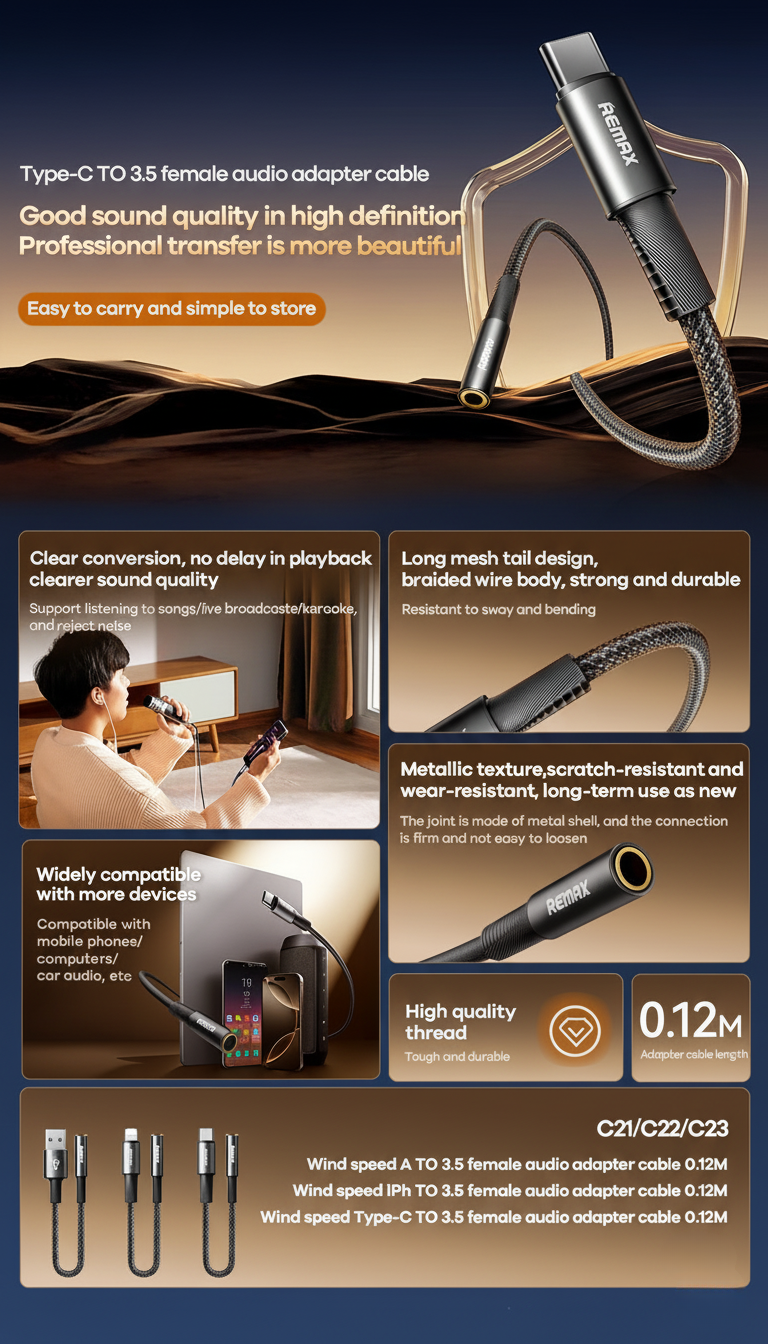 Adaptateur Remax CB08 Jack 3,5 mm vers Lightning｜Compatible iPhone