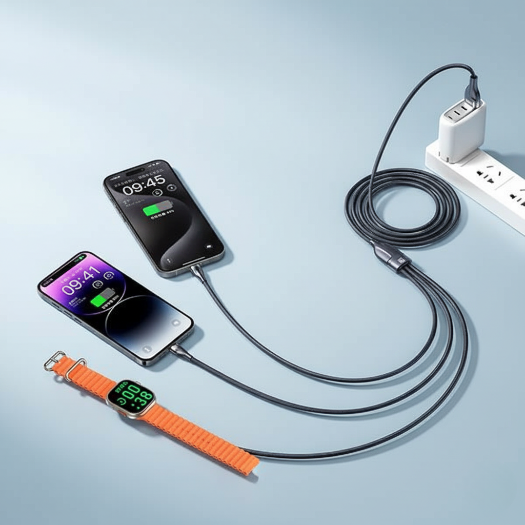 Chargeur Remax RC-C169 3 en 1｜Compatible iPhone, USB‑C et montres