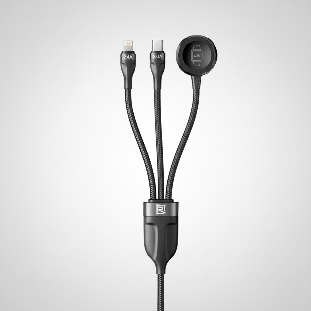Chargeur Remax RC-C169 3 en 1｜Compatible iPhone, USB‑C et montres