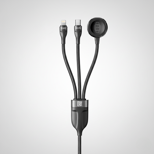 Chargeur Remax RC-C169 3 en 1｜Compatible iPhone, USB‑C et montres